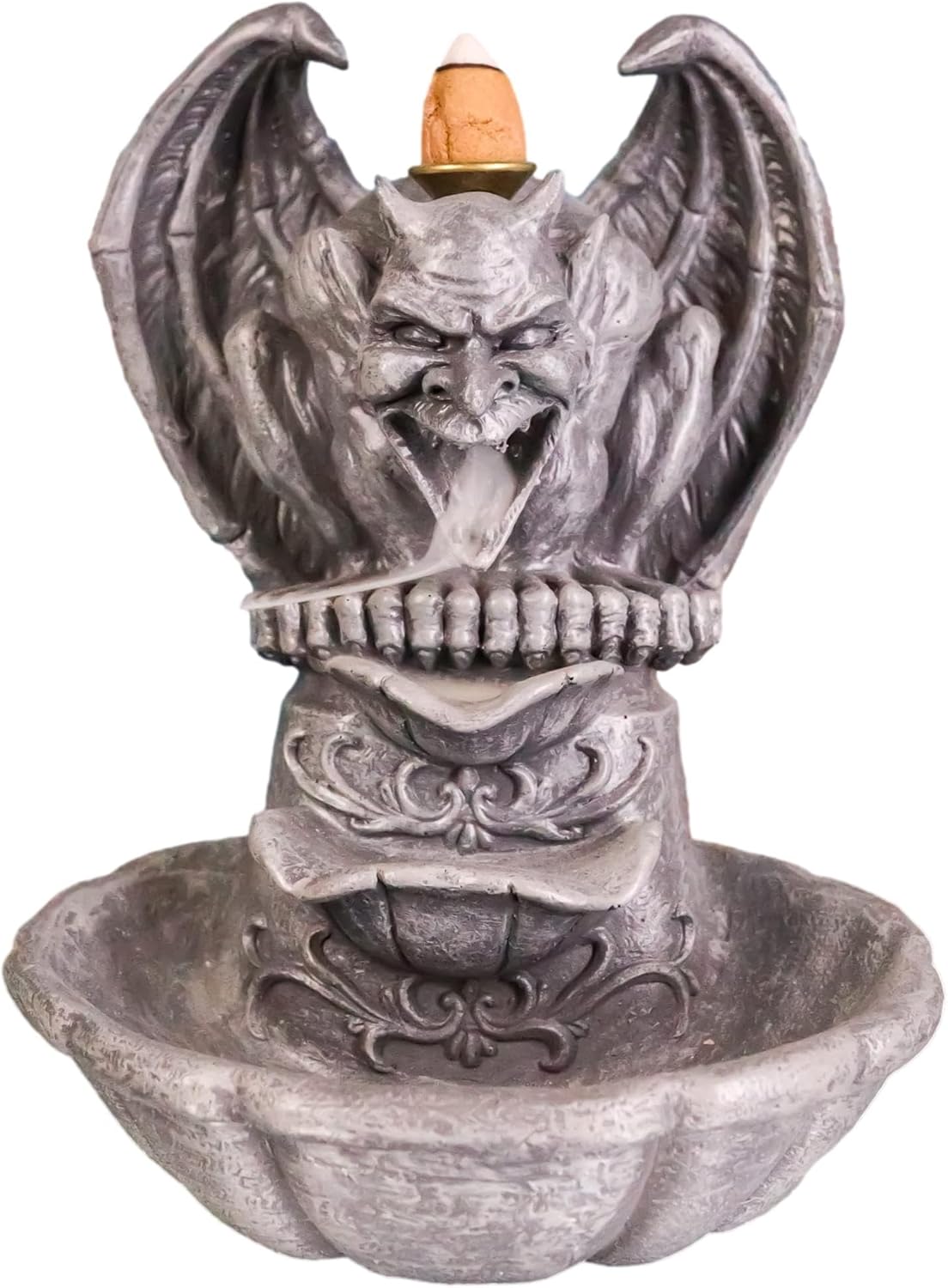 Ebros Gift Crouching Gothic Horned Devil Chimera Gargoyle On Fountain Pedestal Backflow Incense Cone Burner Figurine Stoic Buttress Goth Guardian Castle Top Warden Night Creature Sculpture