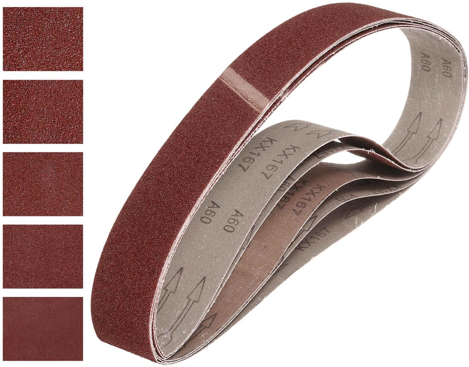 HARFINGTON 2 x 42 Inch Sanding Belts, 5 Pcs 60/80/120/240/400 Grits Aluminum Oxide Belt Sander Abrasive File Belt for Woodworking, Metal Polishing, Knife Sharpener