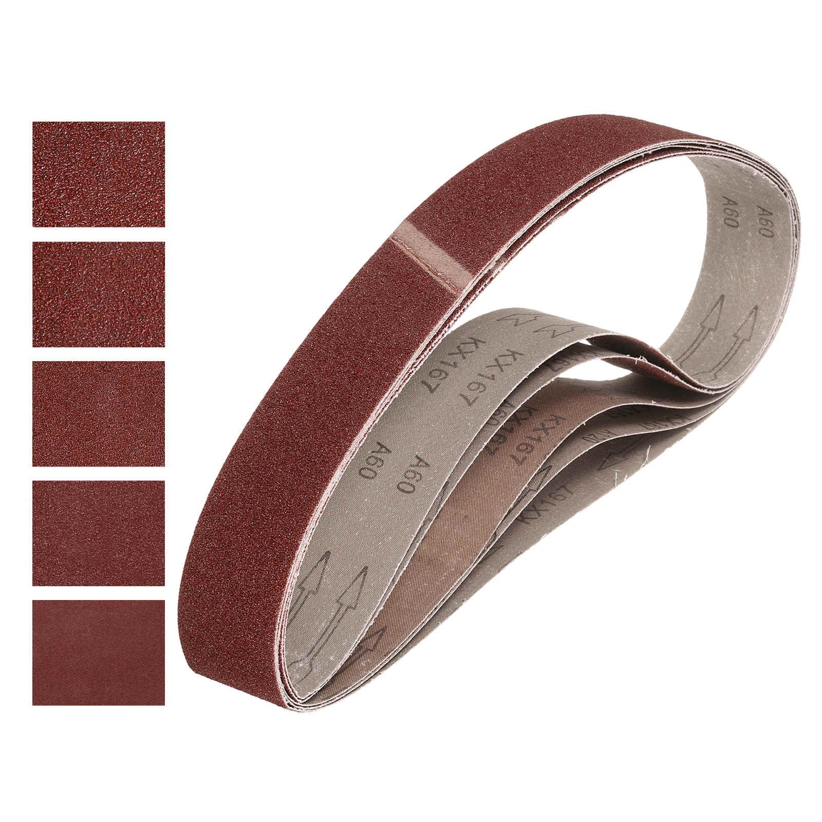 HARFINGTON 2 x 42 Inch Sanding Belts, 5 Pcs 60/80/120/240/400 Grits Aluminum Oxide Belt Sander Abrasive File Belt for Woodworking, Metal Polishing, Knife Sharpener