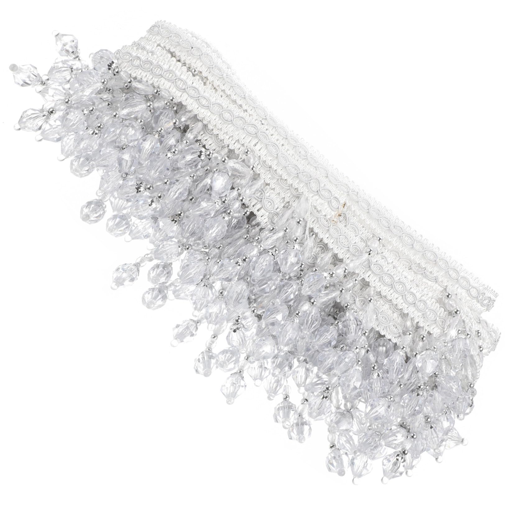 Holibanna Frange Perlée Décorative pour Rideaux et Coussins Bordure Délicate avec Glands Garniture DIY pour Décoration Maison et Meubles Blanc