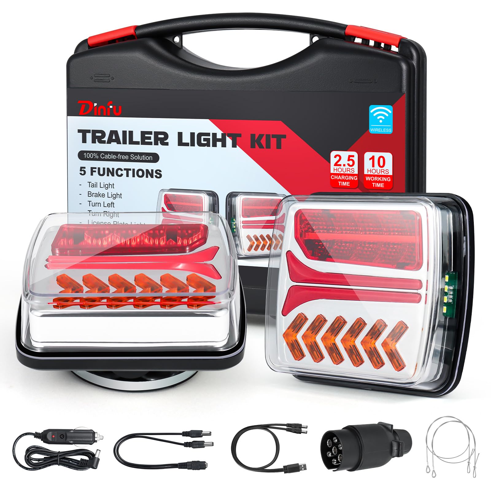 Produktbild von Kabellose Anhänger Rückleuchten LED Set Mit 4 Funktionen