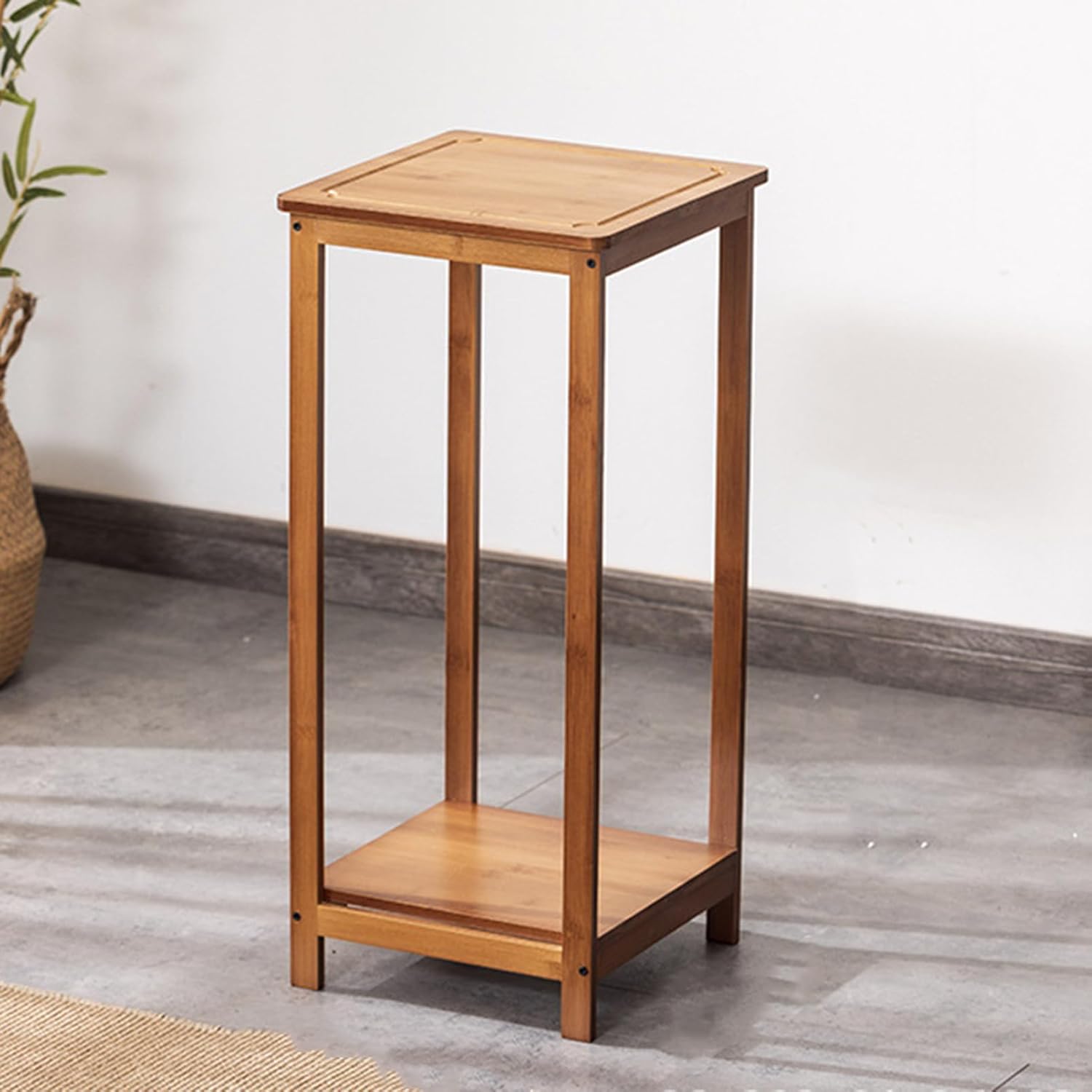 MJKQ9 花台 竹製 フラワースタンド 玄関 リビング コンパクト 30*30*67 花瓶台 鉢置き台 観葉植物 飾り台 天然木製