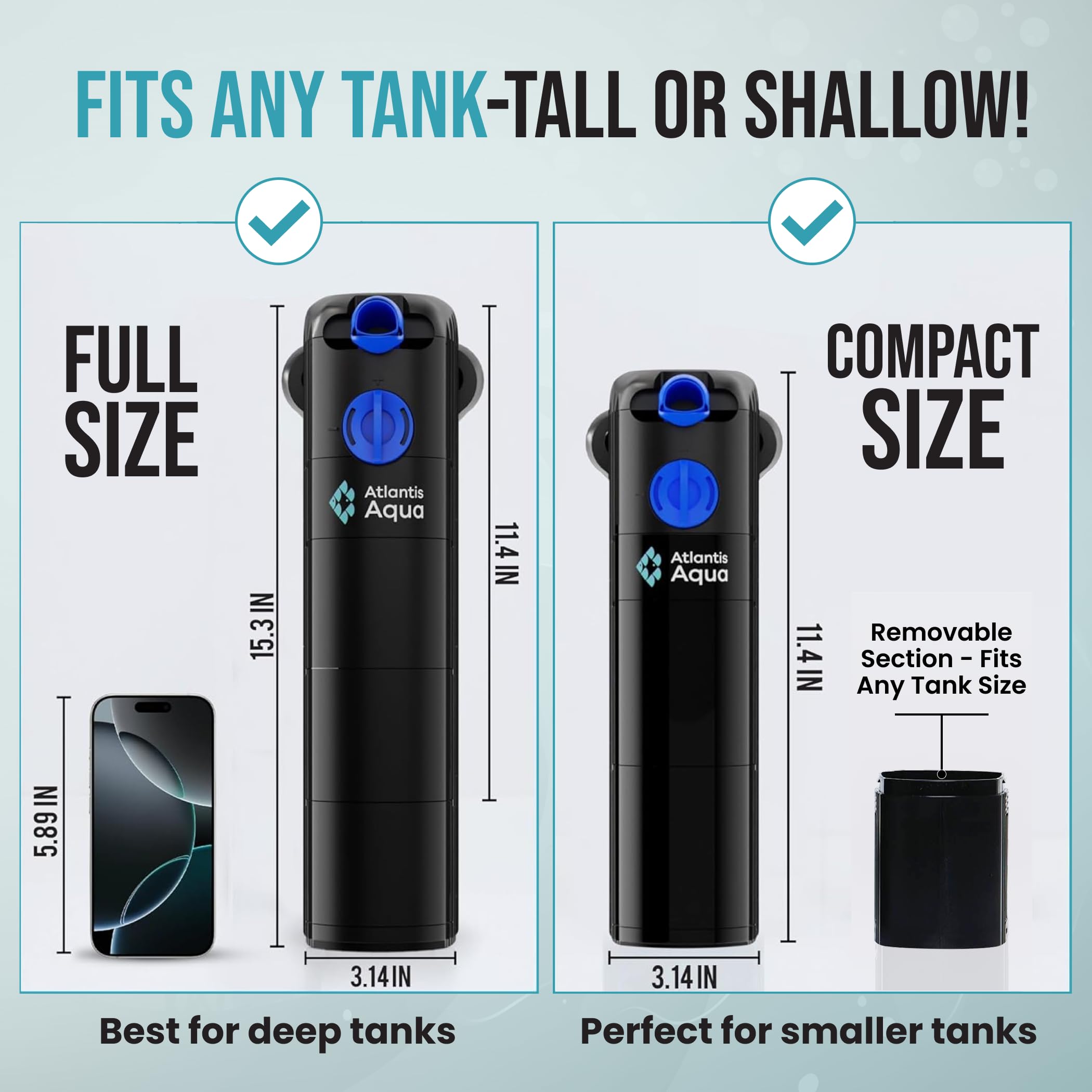 55 Gallon Fish Tank Filter to 100 Gallon Fish Tank Filter | Silent Fish Tank Filter | Large Fish Tank Filter | Submersible Aquarium Filter, 75 Gallon Fish Tank Filter, In Tank Aquarium Filter