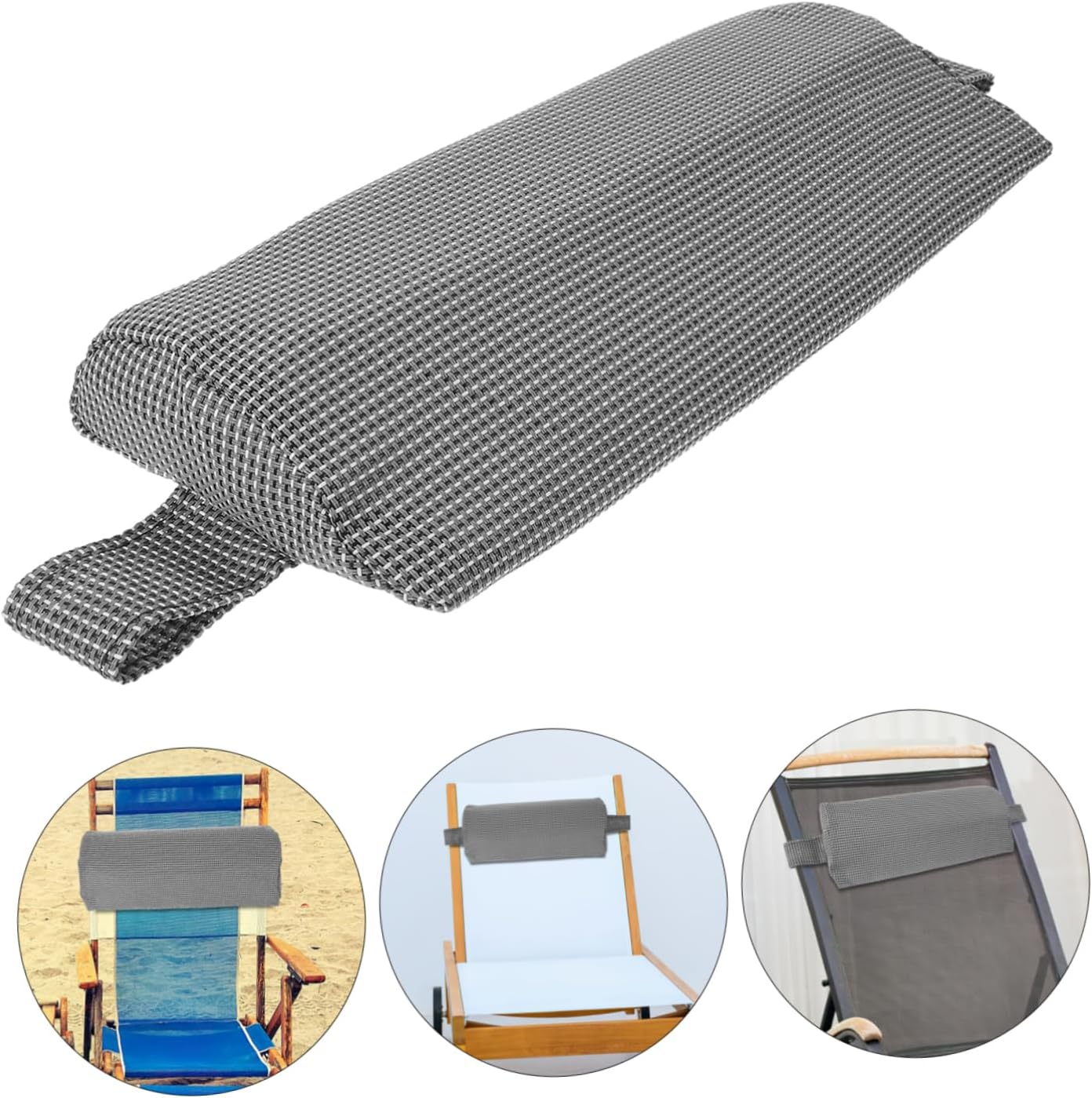 Kisangel 4pcs Sturdy Beach Chair Headrest Attachment Deck Chair Pillow Neck Head Support Easy to Install