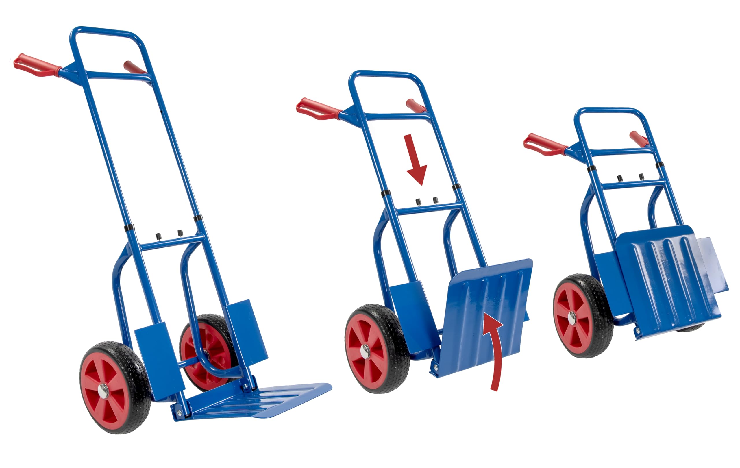 HEMMDAL Sackkarre | 200 kg Tragkraft | HxB 112 x 47 cm | 29 cm Schaufeltiefe | faltbar | aus Stahl | Teleskop-Bügelgriff | Blau | platzsparend | klappbar | Lastentransport | Transportkarre