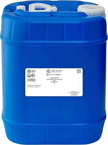 Lab Alley Aceite MCT, coco orgánico USDA, certificado Kosher, Halal, sin OMG, 5 galones