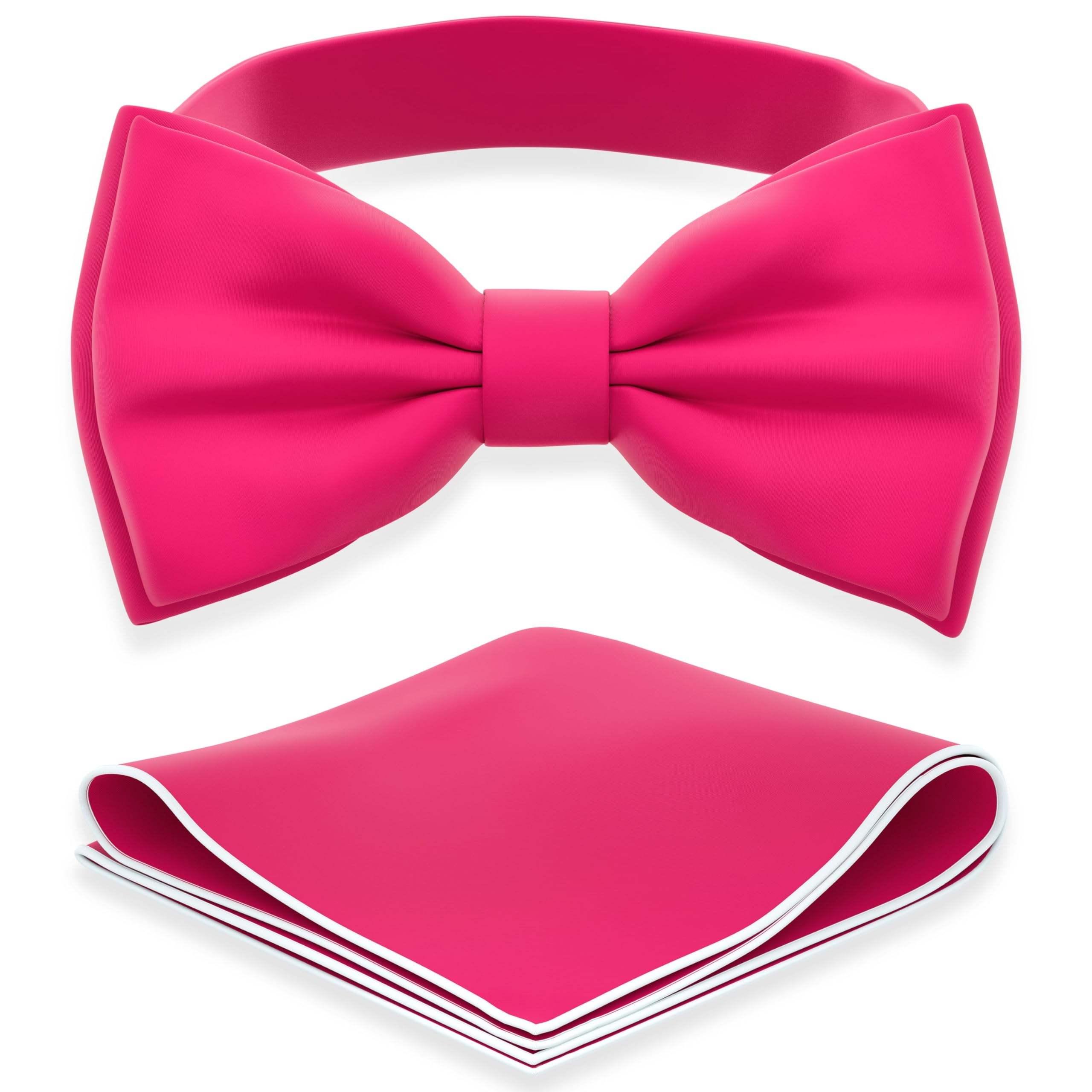 Adam Young Men's Bow Ties with Handkerchief Pre-Tied Style Formal Satin Classic Bowtie for Tuxedo Faux Silk