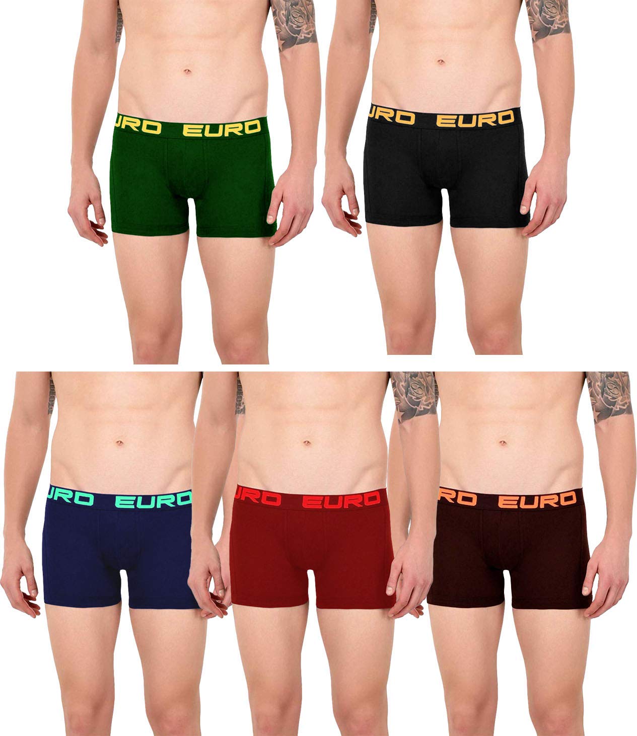 Micra Flash Cotton Plain Multicolor Trunks - Pack of 5 (Color May Vary)
