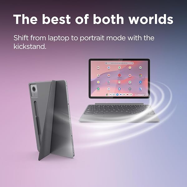 Lenovo IdeaPad Chromebook Duet | 11 Inch FHD+ 1200p Laptop | MediaTek Kompanio 838 | 8GB RAM | 128GB eMMC | Chrome OS | Luna Grey USI Pen 2 | Folio Stand + Folio Keyboard - 5