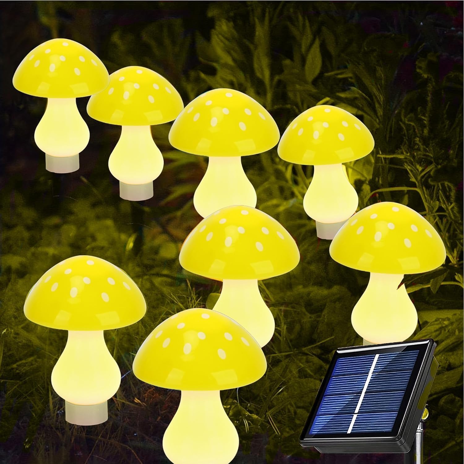 A Set of 8 PCS（Blue）New Upgraded Waterproof Solar Mushroom Lights Outdoor Decor,LED Fairy Lights, for Garden Lawn Flower Bed Channel Decoration Easter Pathway Halloween Xmas Decorations