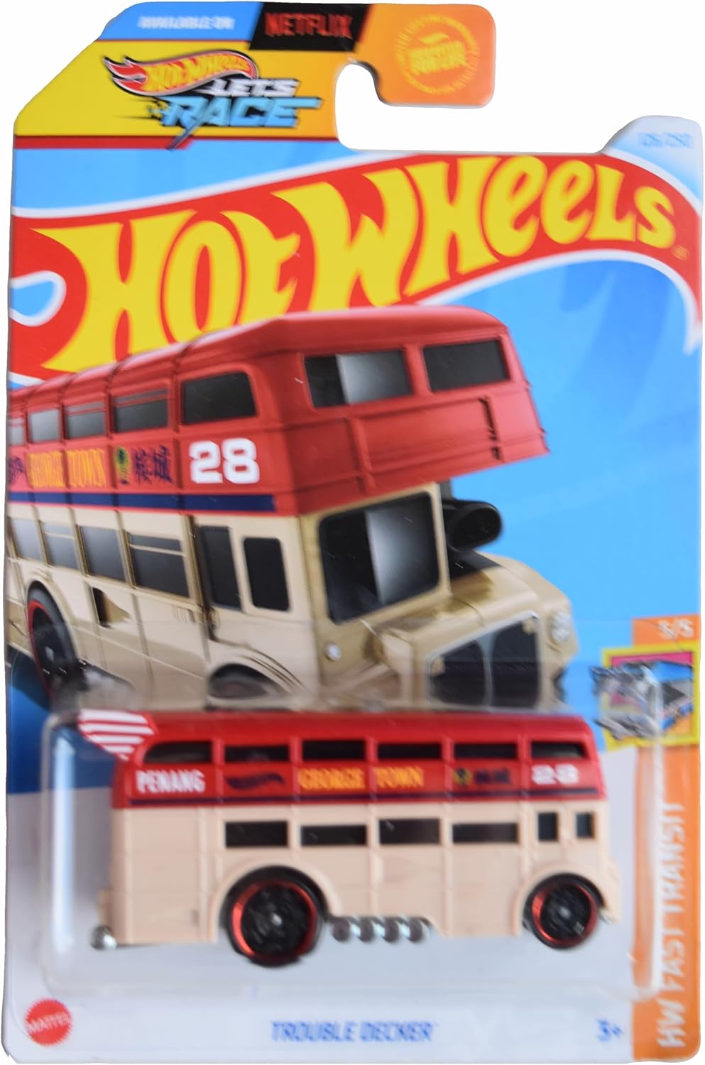 Hot Wheels Trouble Decker, 1:64 Scale Bus, Red, 3 x 2 x 1 Inches, Kid, Children, Unisex