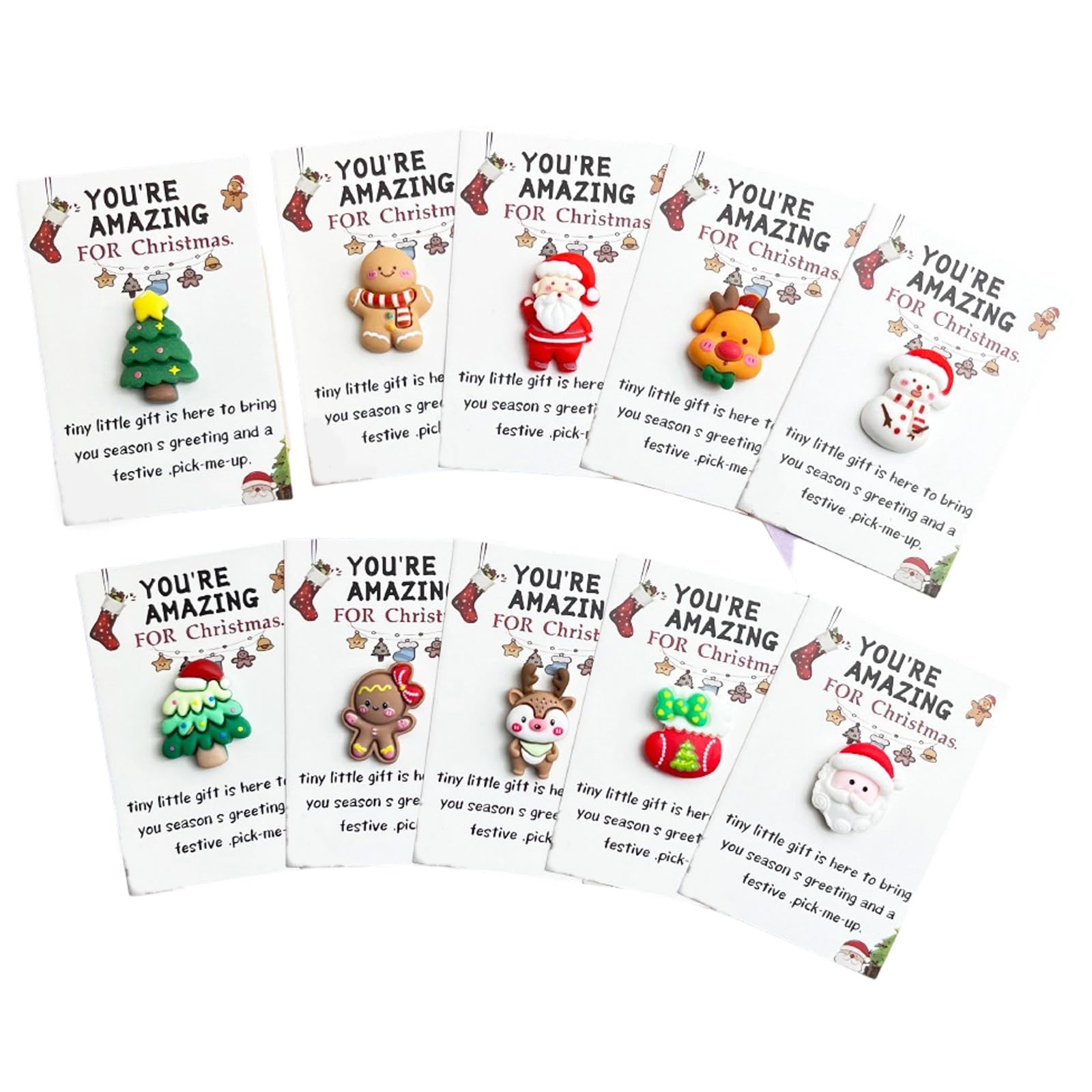 KAQNTUD Handmade Christmas Miniature Hug Card with Resin Pendant Small Hug Bag Christmas Card for Encouragement Christmas Hug Ornament Set