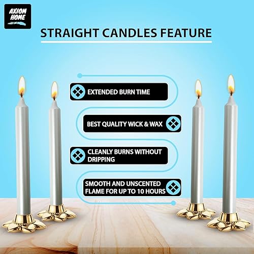 Miniatura 181 de Axiom Candles Velas altas sin goteo de 10 pulgadas sin perfume y sin humo, 9 horas de tiempo de combustión, velas cónicas para el hogar, cenas