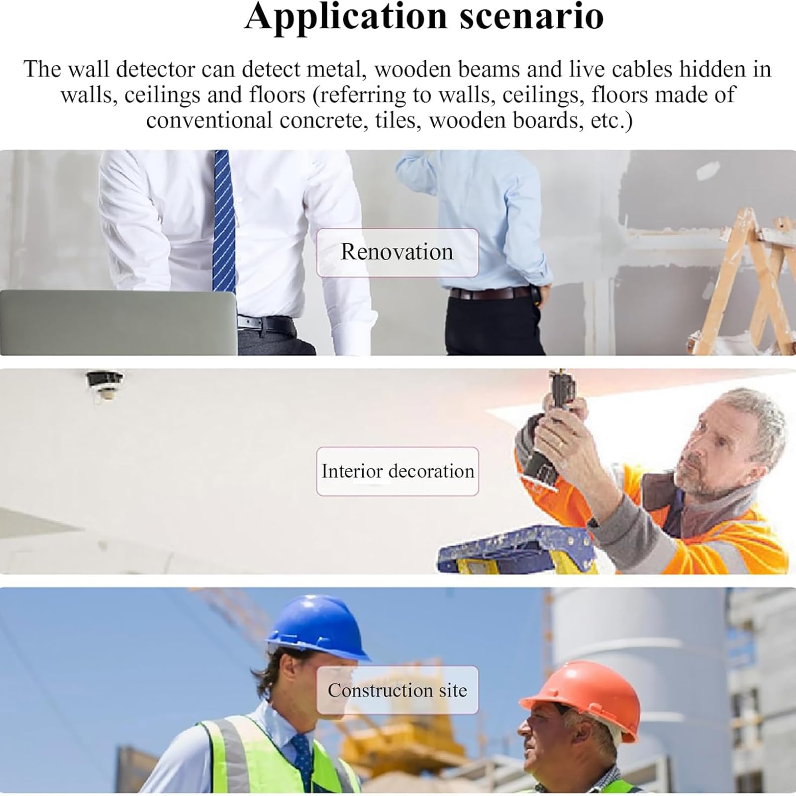 Détecteur De Montants Muraux avec Repérage du Centre, Mode De Balayage Automatique, Détection De Fils Et Câbles Électriques sous Tension, De Tuyaux d'eau en PVC Et Métaux, Positionnement Précis