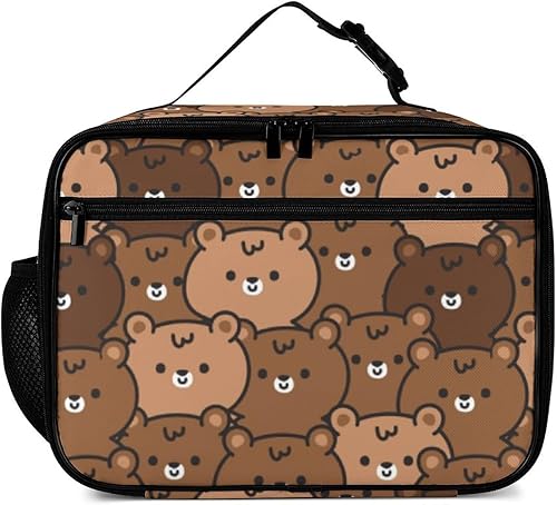 Miniatura 2 de Muishi Lonchera reutilizable con bonito oso de peluche, bolsa térmica para almuerzo, lonchera para comida y alimentos, bolsa de mano para mujeres,