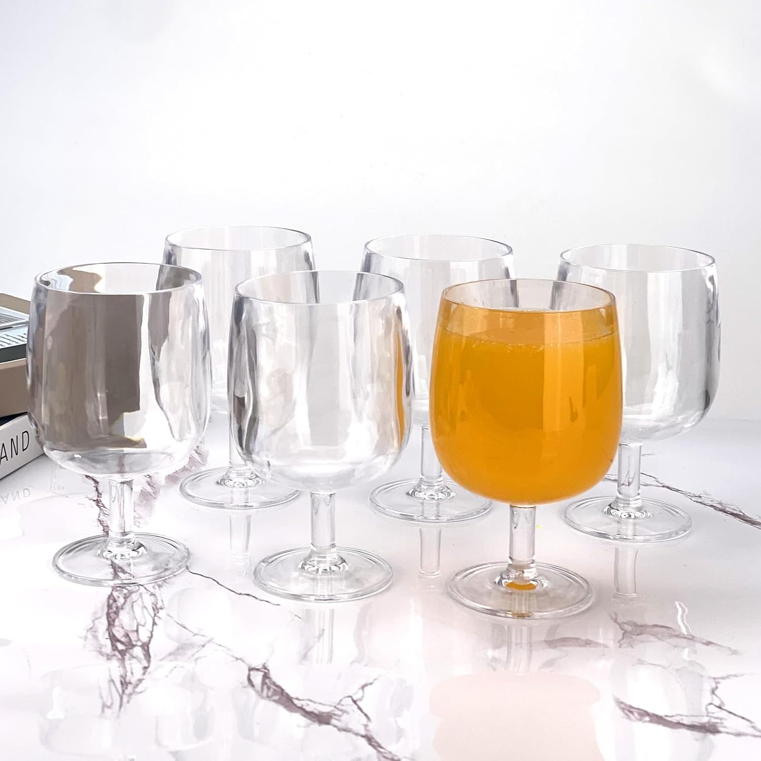 Yalin Set of 6 Unbreakable 12 oz Acrylic Plastic Wine and Water Tumbler Stackable Goblets. (Clear, 12 oz) - Image 7