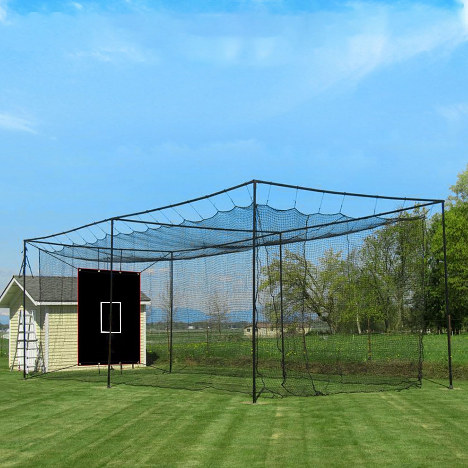 Batting Cage Backstop with Strike Zone Heavy Duty PVC Coated Oxford Fabric Vinyl Baseball Backstops with Catcher Softball Pitcher Training Equipment Aid