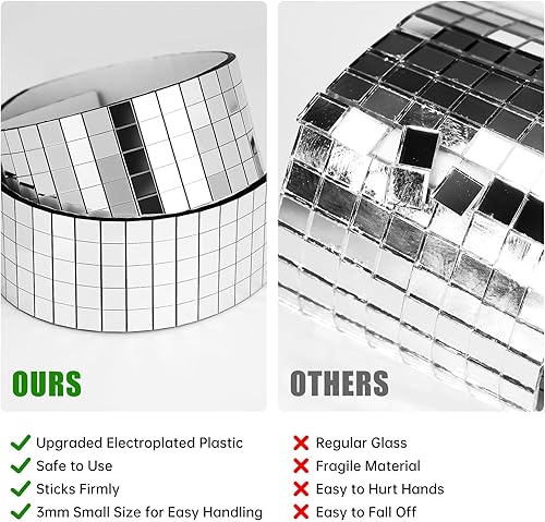 Miniatura 2 de NiArt 10200 calcomanías autoadhesivas de plástico para azulejos de mosaico plateados, azulejos de mosaico autoadhesivos de 0.118 pulgadas x 0.118