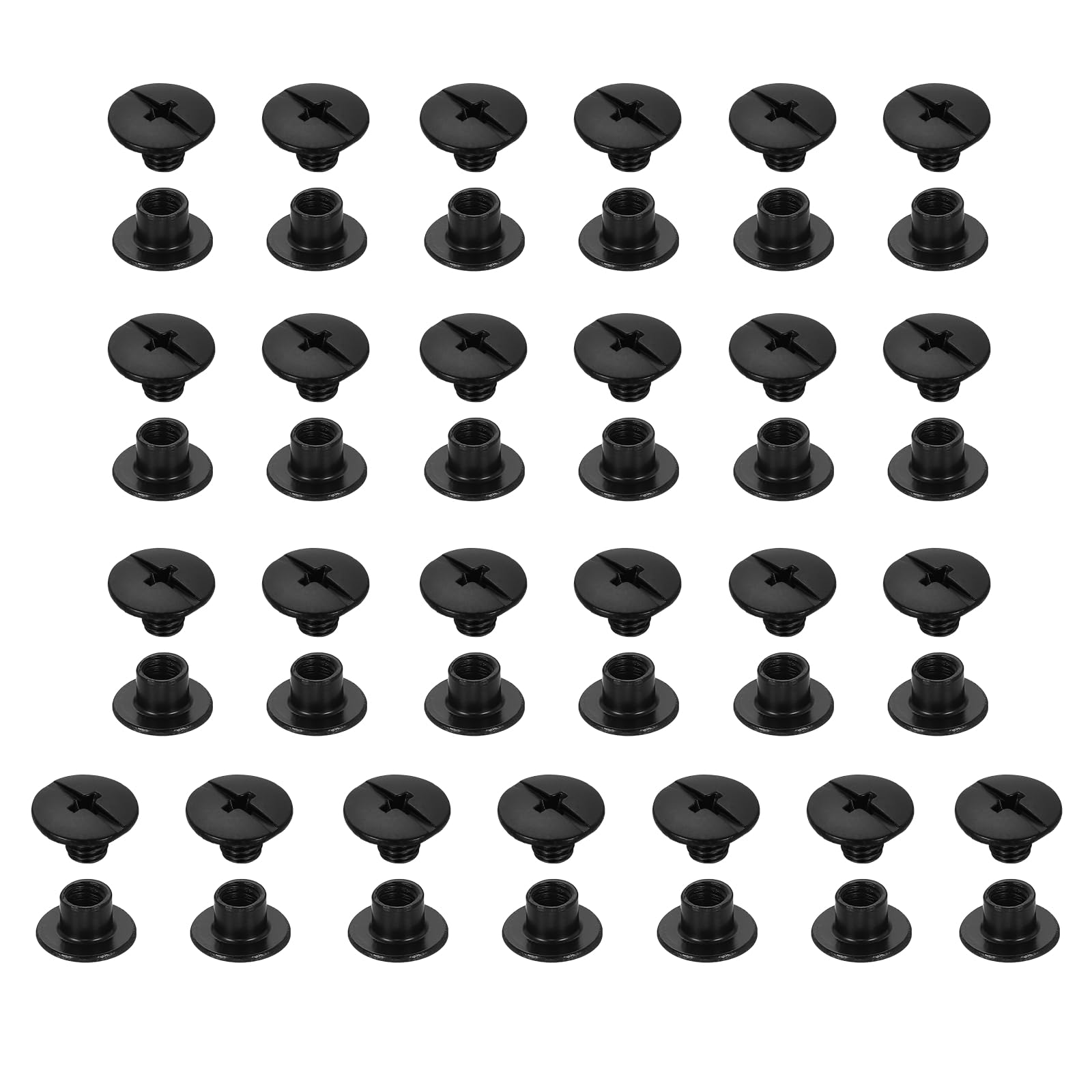 sourcing map 25set Chicago Screw M5x4mm Phillips Nail Rivet Stud Bolts Rivets Binding Post Screw for DIY Craft Leather Belt Bag Bookbinding, Black