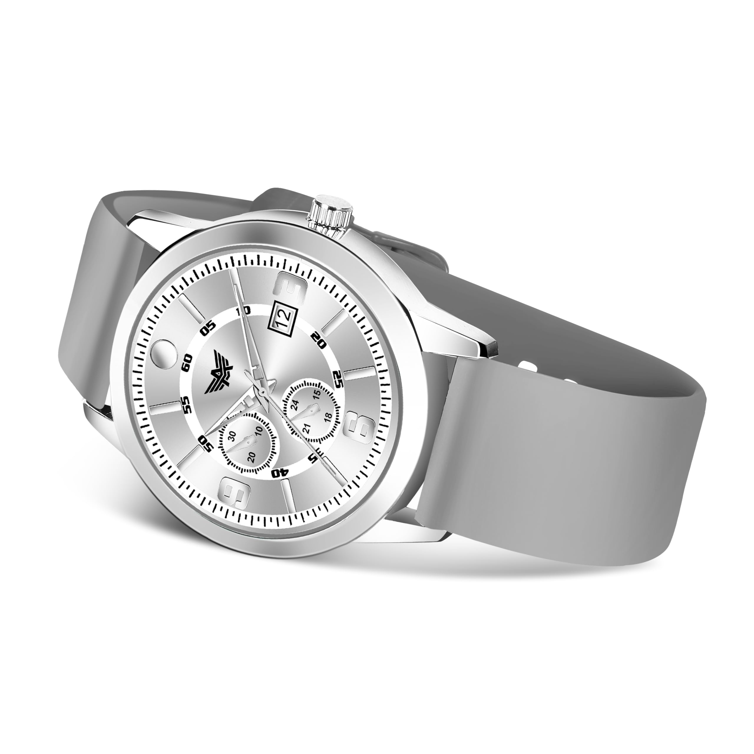 Abrexo, Classic Series Date Working Round Dial Premium Silicone Strap Quartz Mechanism Wrist Watch for Men (Grey) (B0CZXRXJBC) Amazon Price History, Amazon Price Tracker