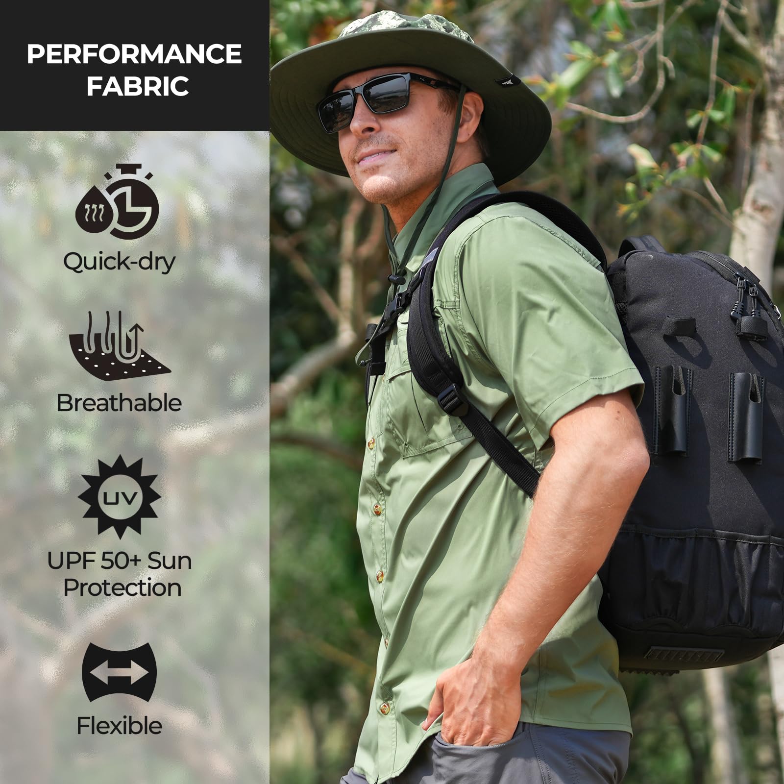 KastKing ReKon Men's Fishing Shirts, Well Made, Quick-Dry Short & Long Sleeve Hiking Beach Shirts for Men, Breathable Sun Protection, Light Sage