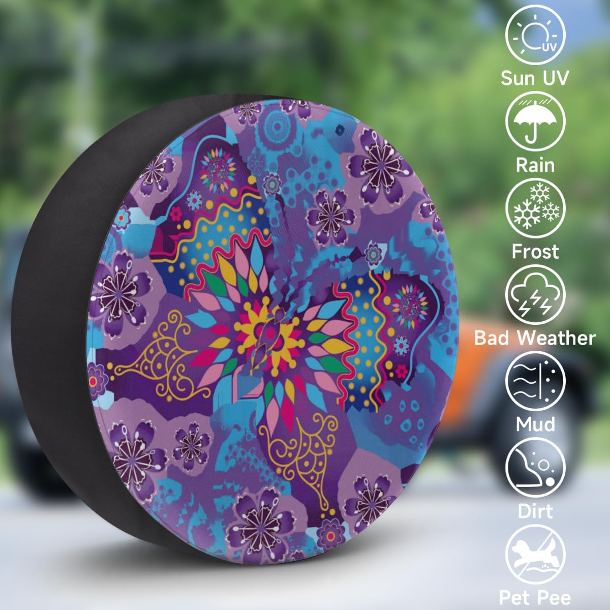 Art Butterfly Tire Covers Portable Spare Tire Cover Soft Durable Waterproof Dustproof Set of 4 Bags 15 Inches for Car Truck SUV Trailer Camper