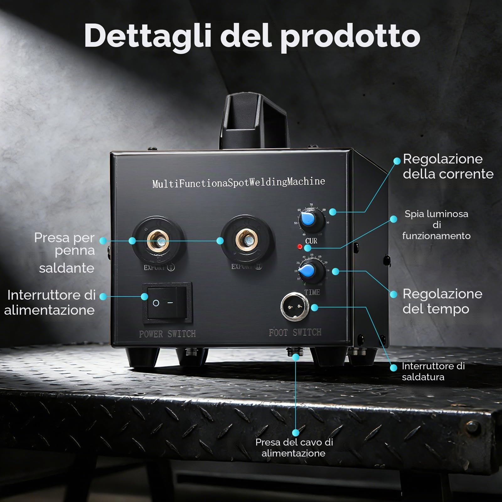 Bonvoisin Saldatrice a Punti 220V Uscita 400-1000A per 0,1-0,2mm | Saldatrice a Punti AC Per Uso Continuo, 400–1000A Con Impulso 20ms–5s, Penna a Un Tocco, Tutti i Pezzi Inclusi
