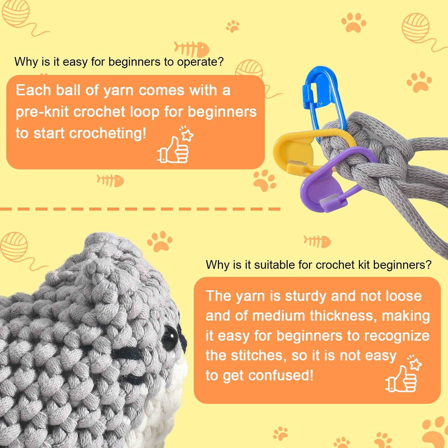 Zepiany Kit de ganchillo para principiantes, kit de ganchillo para adultos, amigurumi, animales de ganchillo, manualidades, kits de ganchillo para pasatiempos, kit de ganchillo fácil