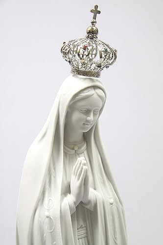 Miniatura 5 de Vittoria Collection 28 pulgadas Nuestra Señora de Fátima con corona de metal joya Virgen María estatua italiana escultura hecha en Italia interior