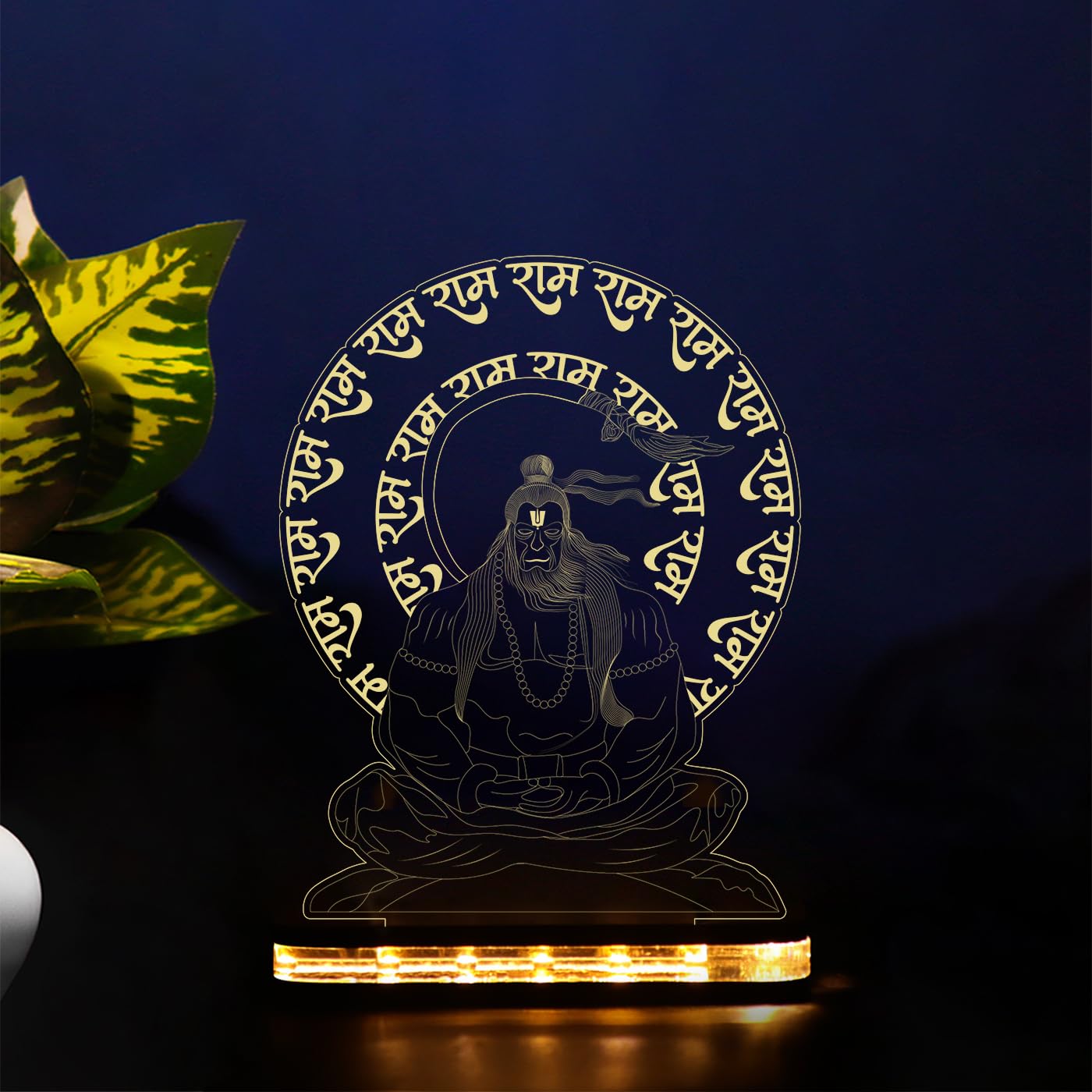 StarLaser Acrylic 3D Illusion LED Lord Hanuman Night Lamp | Devotional Table Lamp Home Office Pooja Room Decor Light | Temple Decoration Light (Hanuman Design-2), Multi