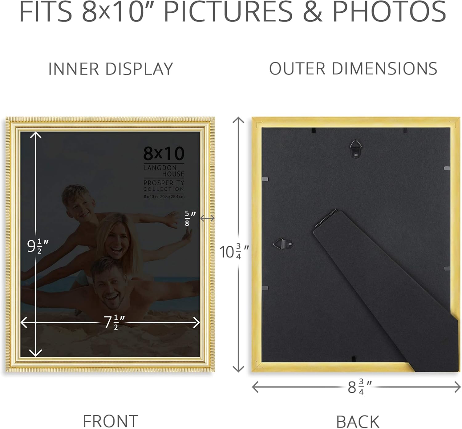 Langdon House 8x10 Picture Frames (Gold, 6 Pack), Contemporary Frame Set, Wall Mount or Table Top, Prosperity Collection - Image 3