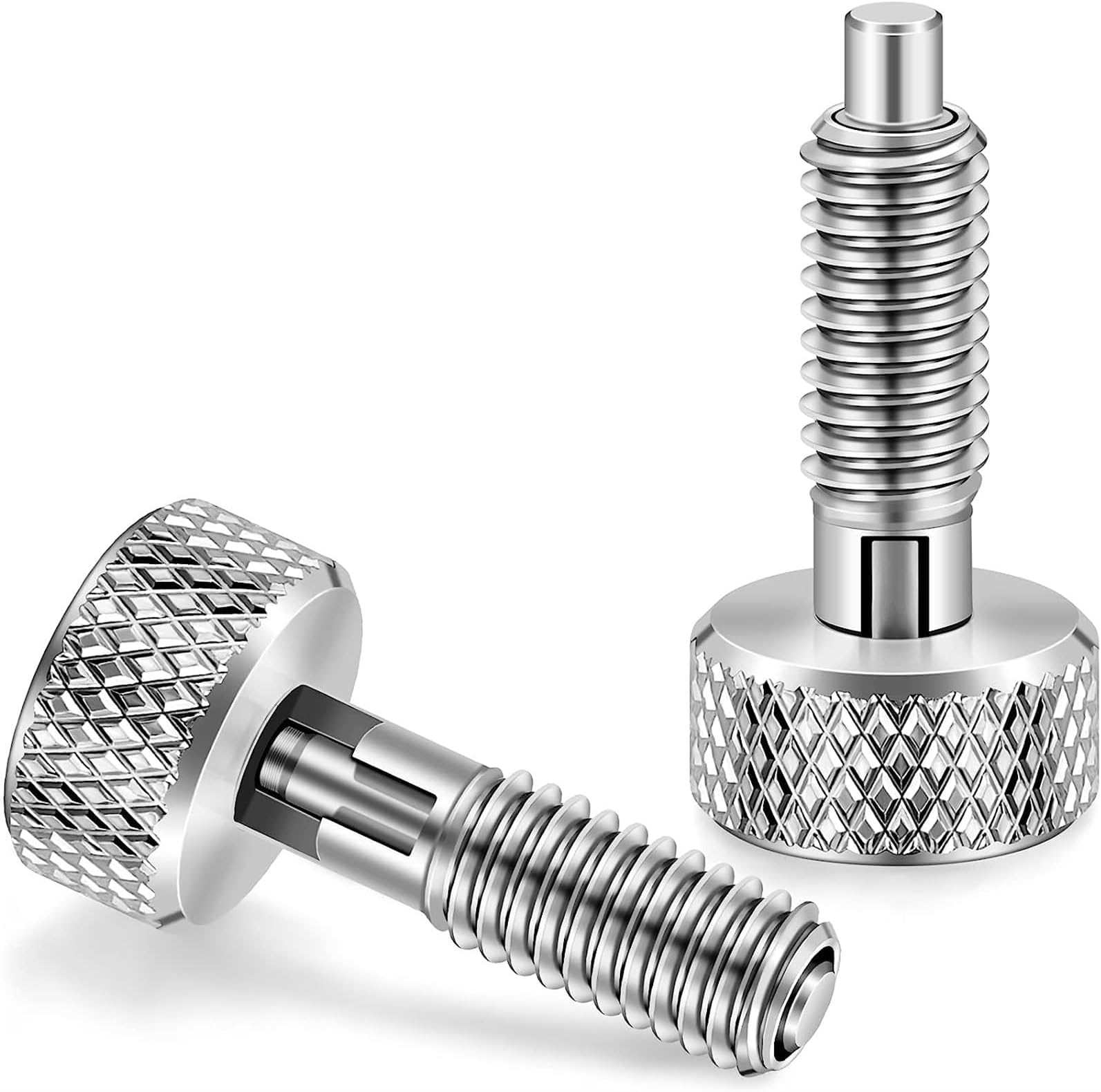 THE WHITE SHOPHand Retractable Spring Plunger with Knurled Handle Stainless Steel Lock out M6 Type Quick Release Pins for Rolling Toolbox, 1/4''-20 Thread Size 0.500'' Thread Length Without Patch (Si