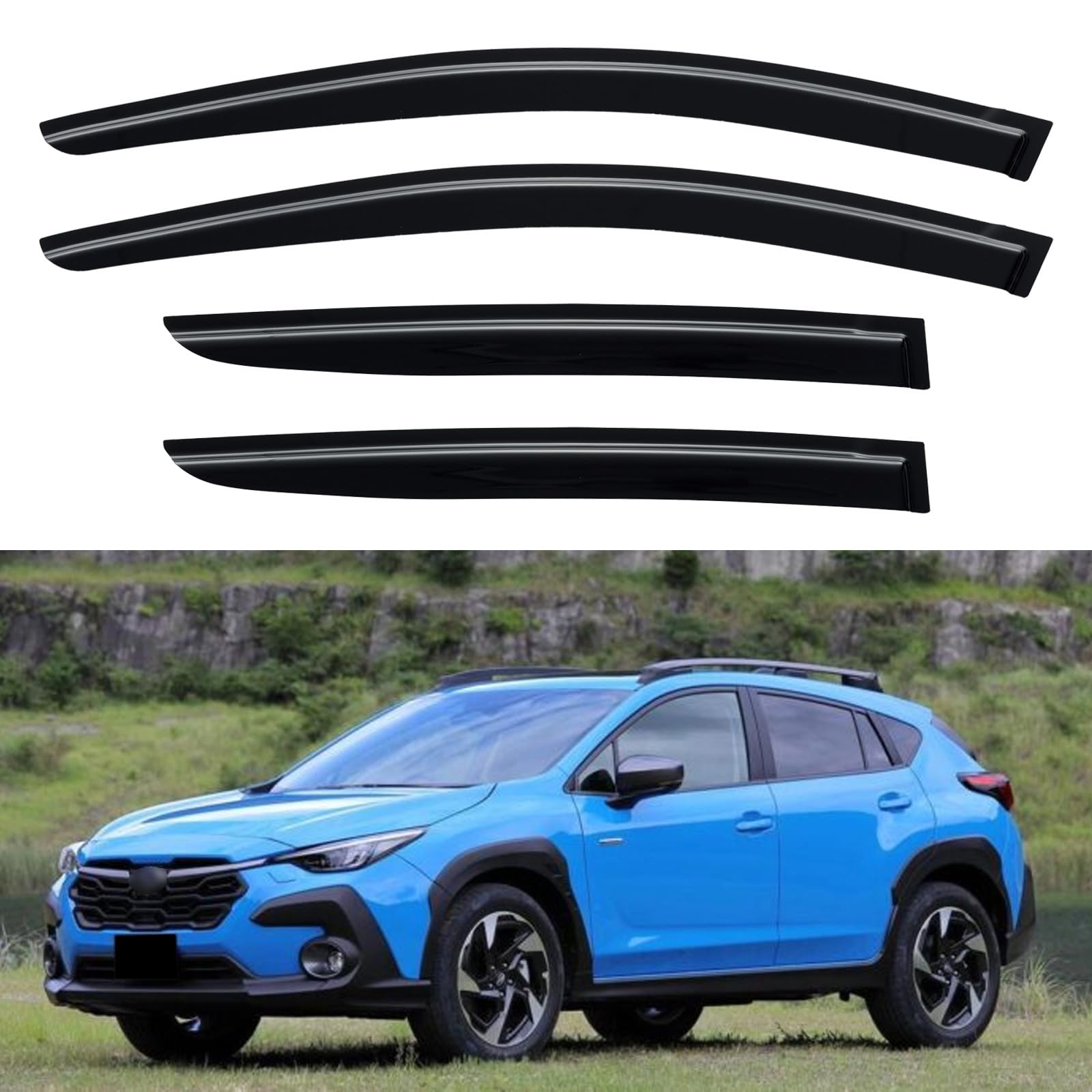 Window Visors Rain Guards for 2024 2025 2026 Subaru Crosstrek &amp; Impreza | Out-Channel Window Vent Wind Deflectors Visors Shades Protectors for 24 25 26 Subaru Crosstrek / Impreza