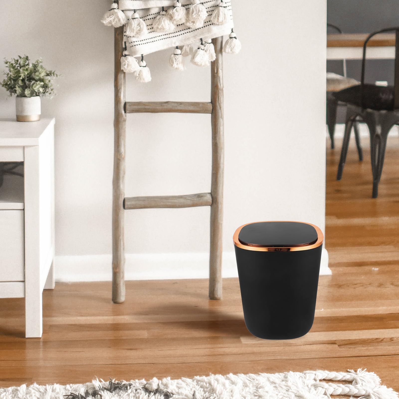 Papelera de Pvc Negra Sensor Automática para Oficina y Dormitorio | Apertura Rápida por Infrarrojos, Tapa Automática, Sujeción Firme de Bolsa