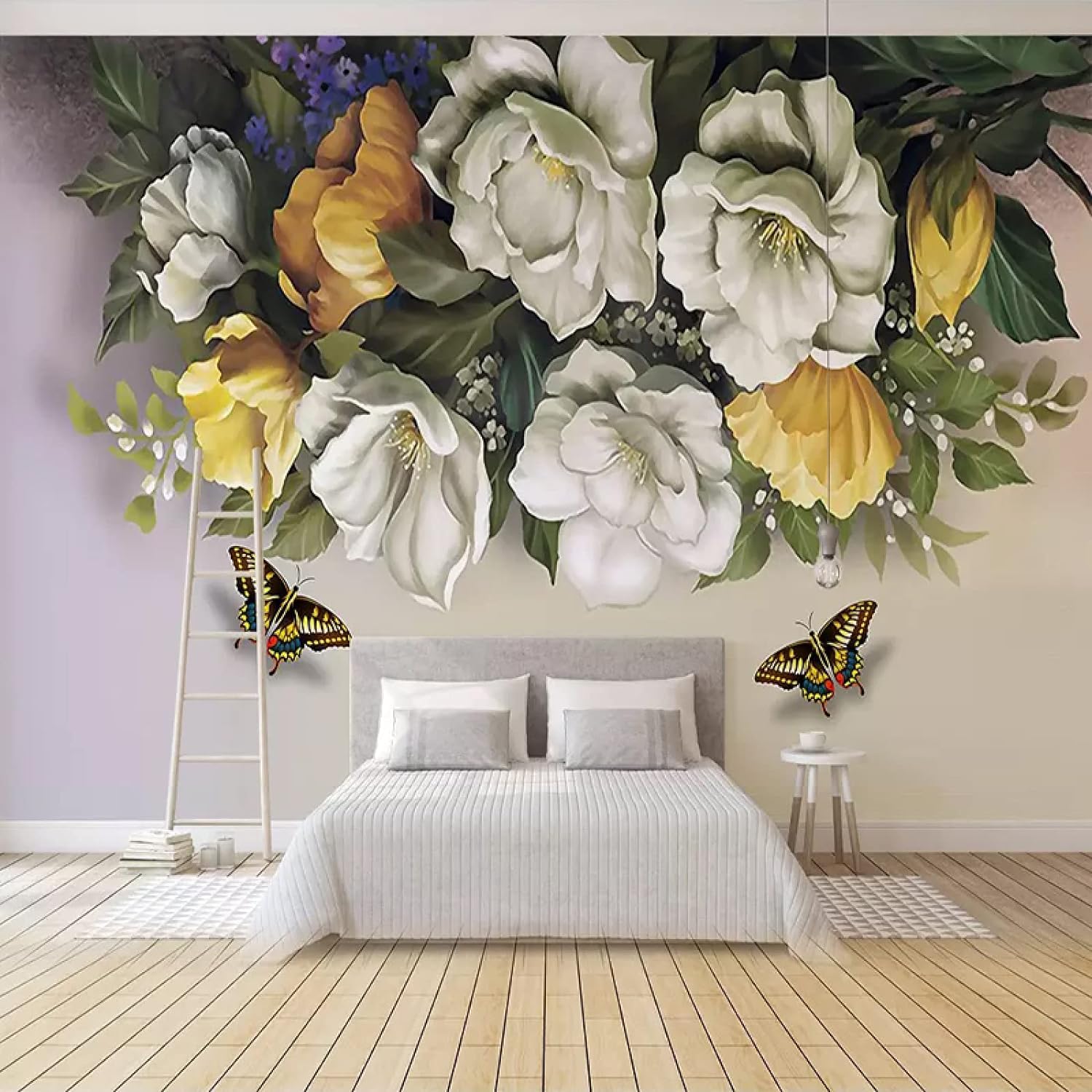 Art mural fleurs 3D et stickers muraux amovibles pour chambre
