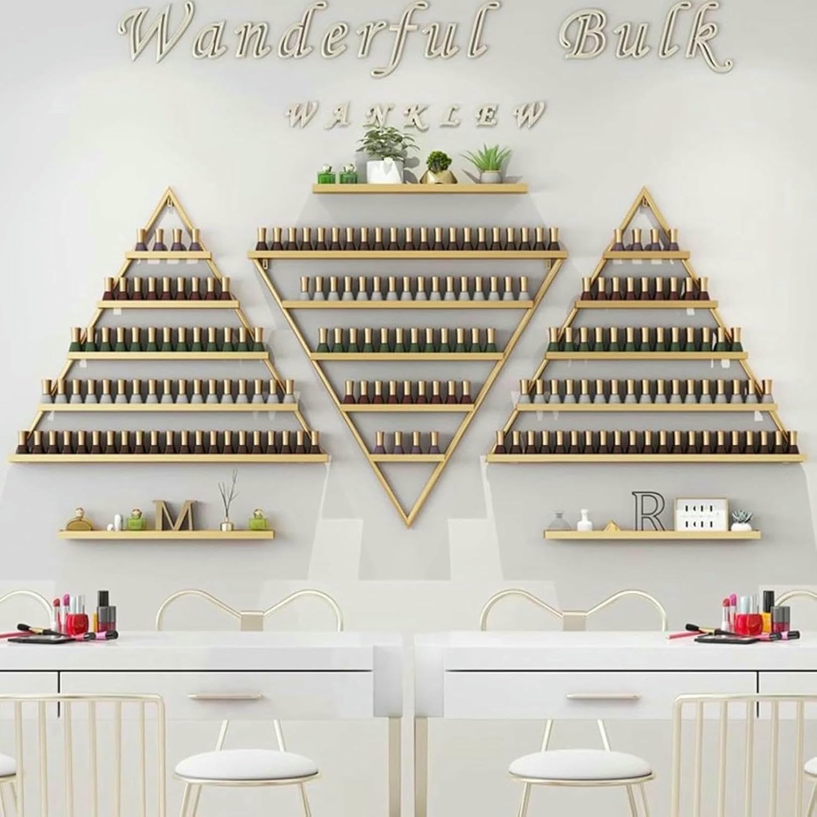 Soporte organizador de 5 niveles para almacenamiento de esmaltes de uñas de metal montado en la pared para cosméticos, pinturas, aceites esenciales, pintalabios, perfumes, expositor para uñas