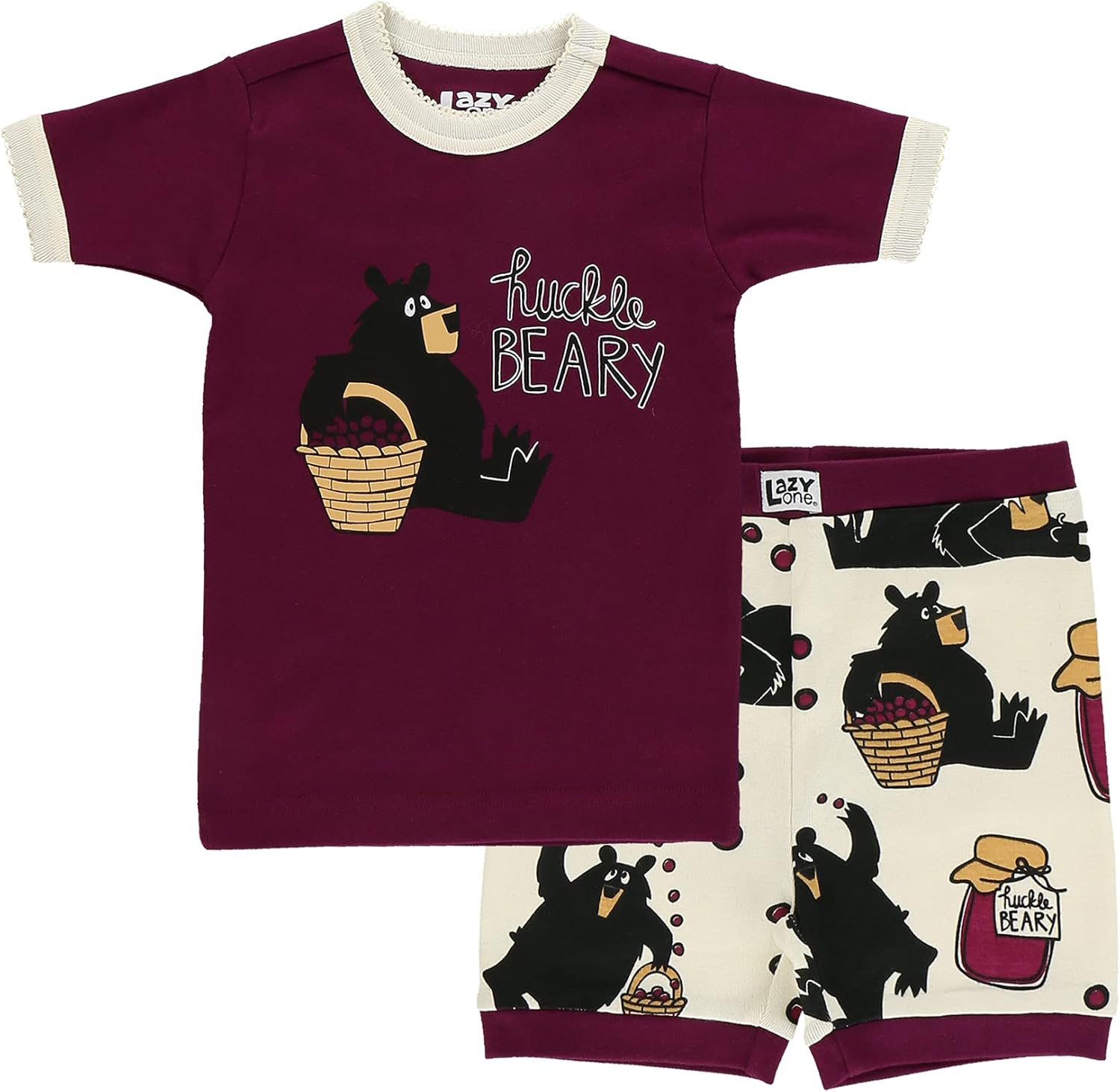 Lazy One Short-Sleeved Summer Pajama Set for Girls and Boys, Kid Pajama Set