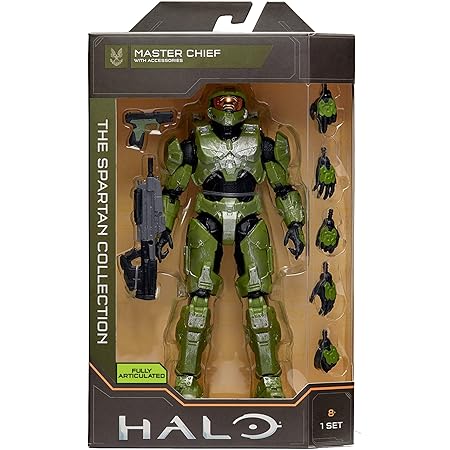 Halo HLW0018 The Collection Master Chief, Spartan-Kollektion 16,5 cm – Meisterführer hochbeweglich, beweglich mit Waffenzubehör – skaliert zum Spielen und Ausstellen, Mehrfarbig, 6.5"