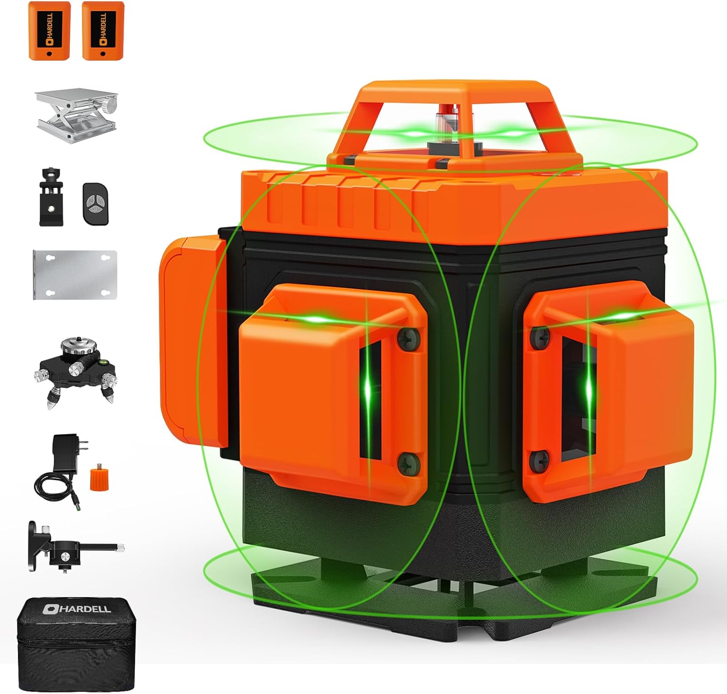 HARDELL 16 Line Laser Level 360 Self Leveling, 4D Green Beam Laser