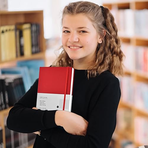 Miniatura 7 de Paquete de 6 cuadernos A5 con rayas universitarias, cuadernos clásicos de tapa dura de cuero para escribir oficina, escuela, hogar, negocios, 8.3 x