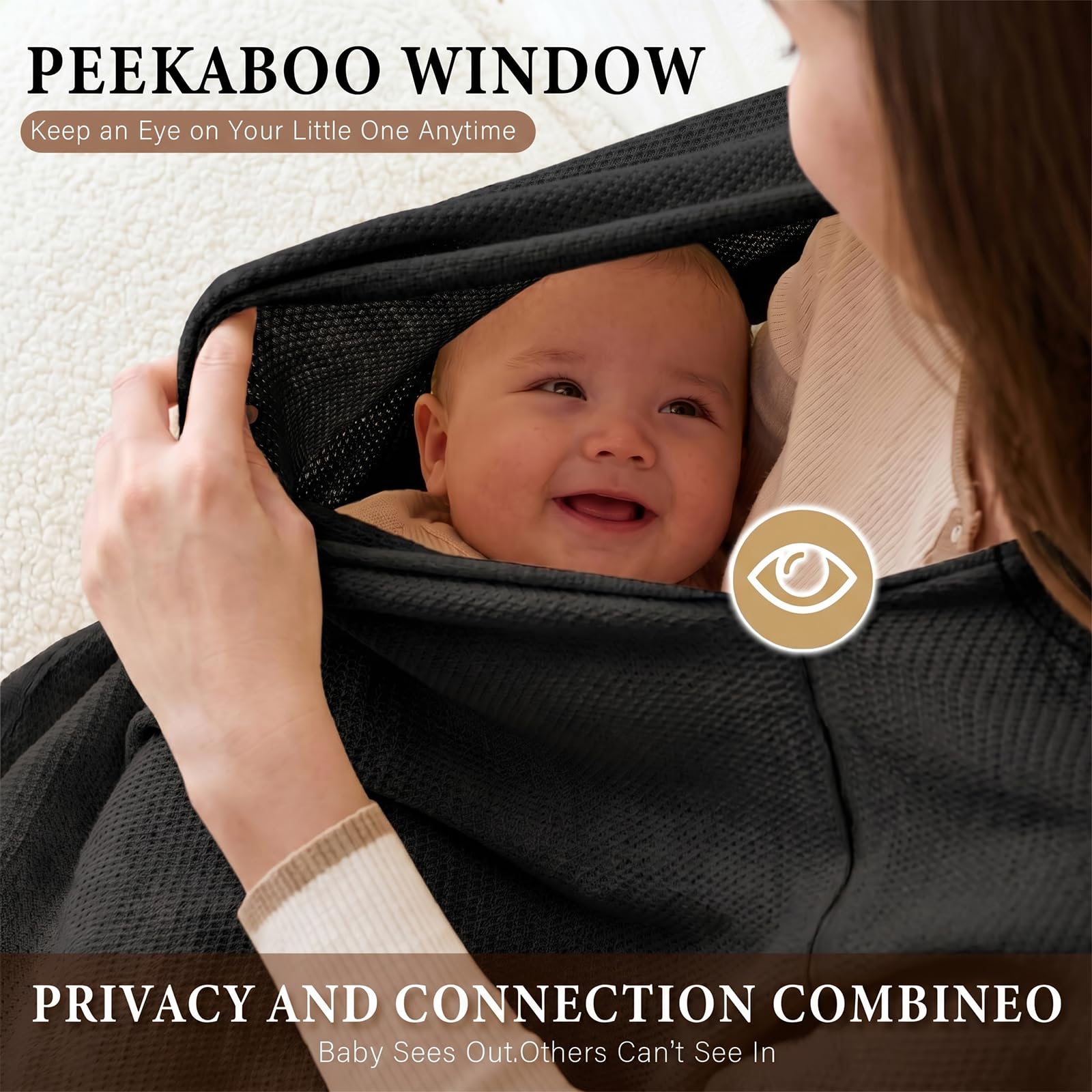 Stilltuch für unterwegs, Stillschal Still Tuch Atmungsaktiv Breastfeeding Nursing Cover, 360° Sichtschutz Stillschal für unterwegs Decke (Schwarz)
