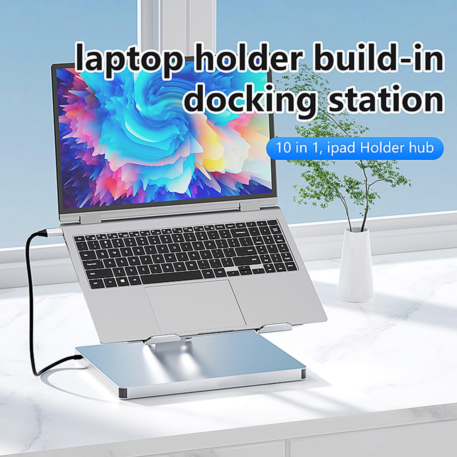 10-in-1-Laptop Dockingstation und Adapterbasis, Notebook Ständer für effiziente Büronutzung und Geräteanschlusshalter, Studenten Laptop Zubehör