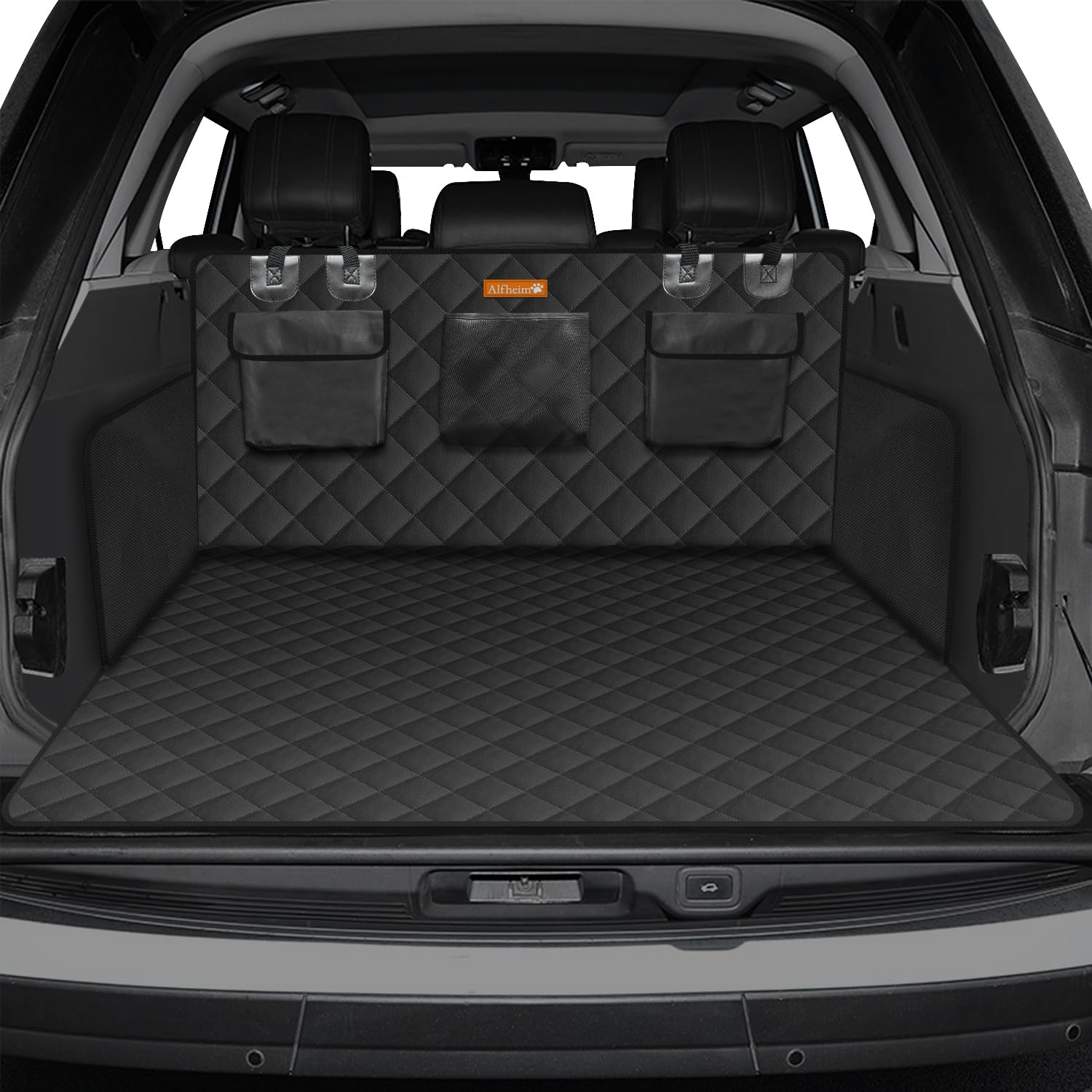 Alfheim Custodia per Baule Auto per Cani, Antistrappo e Impermeabile, Copertura del Sedile Posteriore per Cane Lavabile Antiscivolo con Protezione Laterale Universale per Auto, Camion, SUV