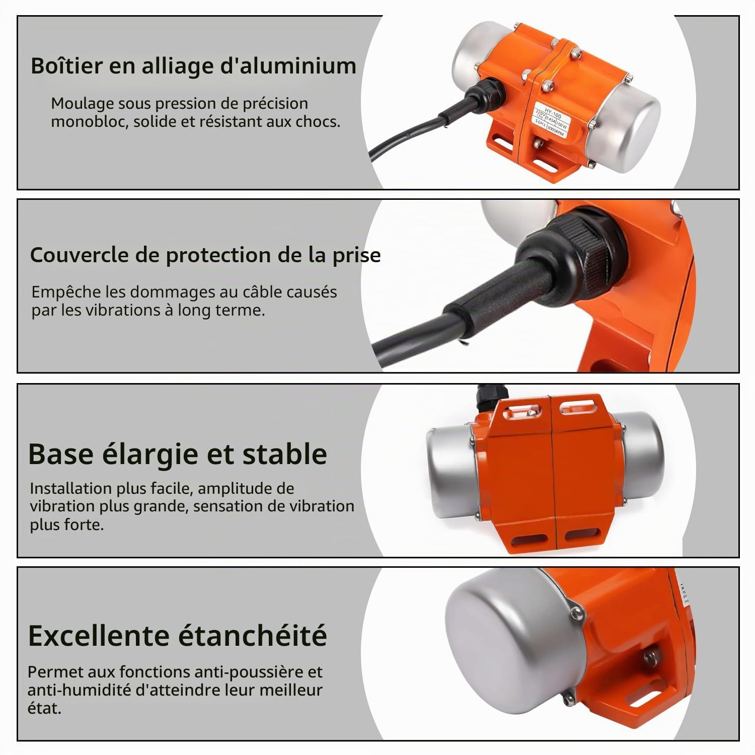 220V 100W Moteur Vibrant, Moteur de Vibration Monophasé, Petit Moteurs Vibrateur avec Régulateur de Vitesse en Continu de 0 à 3000 tr/min, pour l'exploitation Minière Métallurgie Charbon