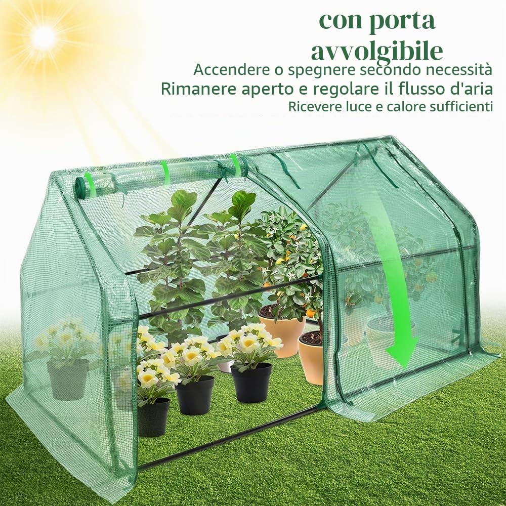 FIVMEN Serra da giardino in pellicola, 180 x 90 x 90 cm, con porta, serra, pomodori, per giardino, balcone, verde
