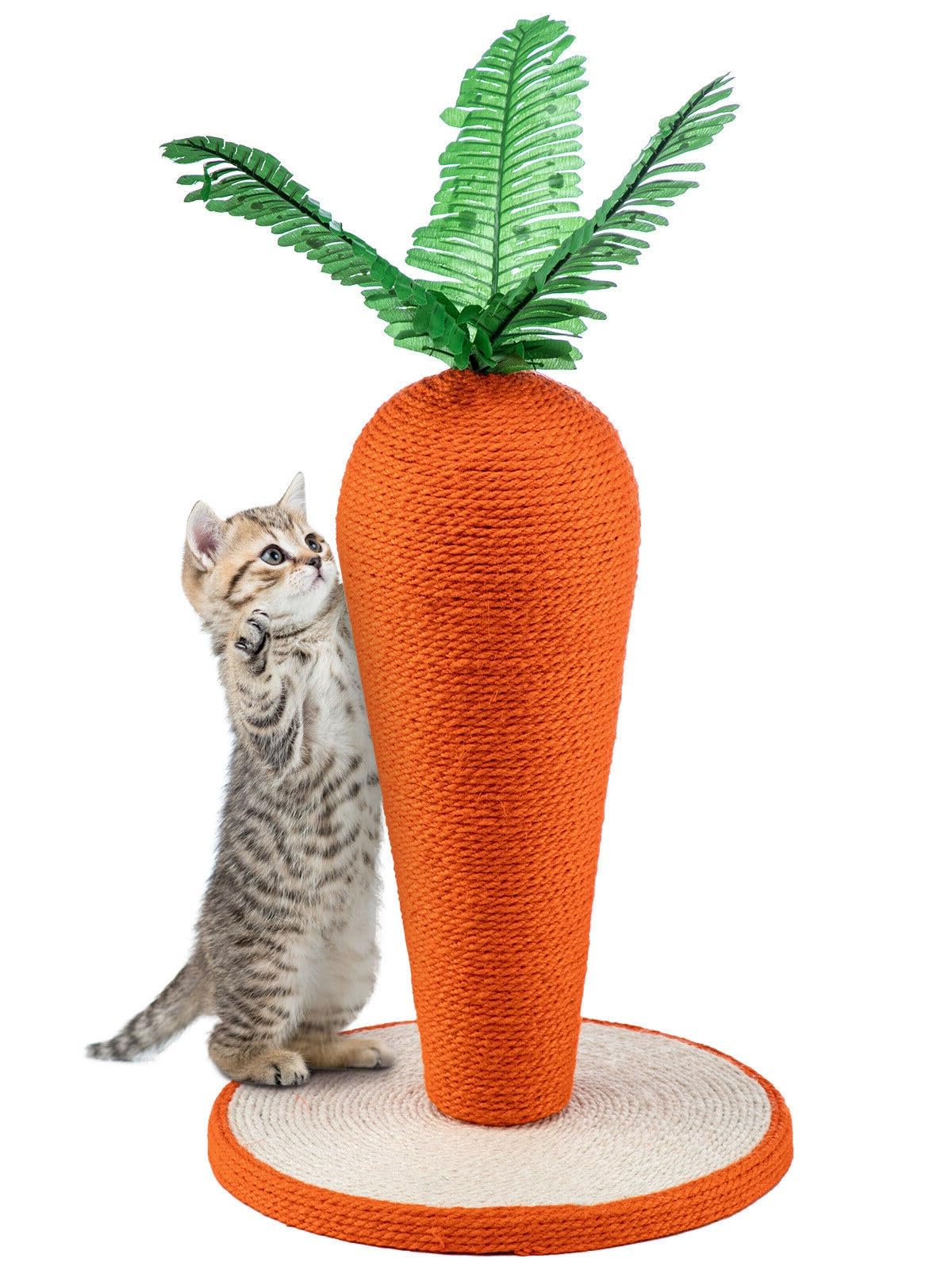 Cat Scratching Post, Cute Carrot Scratching Post, Nature Sisal Cat Scratcher for Indoor Cats and Kittens