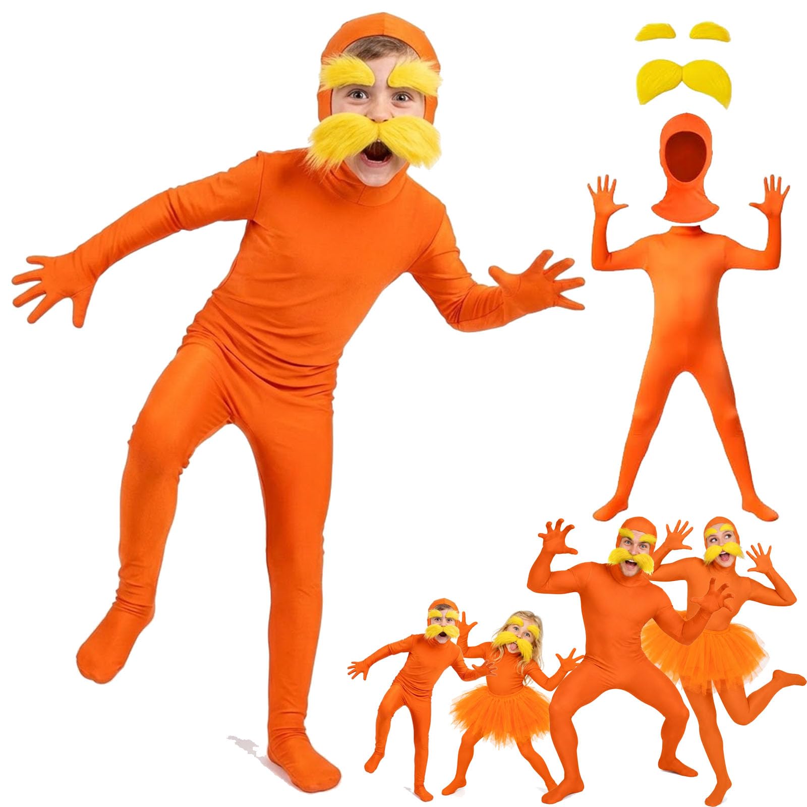 Orangener Ganzkörperanzug Damen Herren Unisex Orange Kostüm, Erwachsene Anzug Faschingskostüme Karneval Kostüm Damen Bodysuit Open Face Jumpsuit für Halloween Kostüm Fasching Karneval Cosplay Party