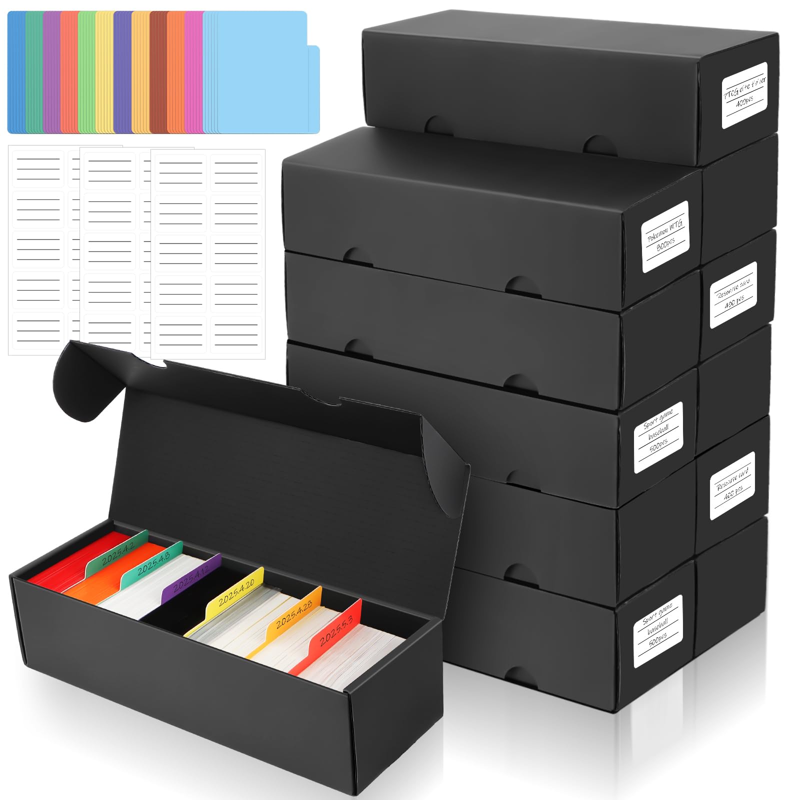 HIMOMO 12 Pezzi Scatole Porta Carte Collezionabili, Box Porta Mazzo per Carte MTG Contiene 9500+ Carte, Con 72 Divisori e 3 etichette Porta Carte per TCG,MTG,PTCG Carte (Contiene 9500+ Carte)