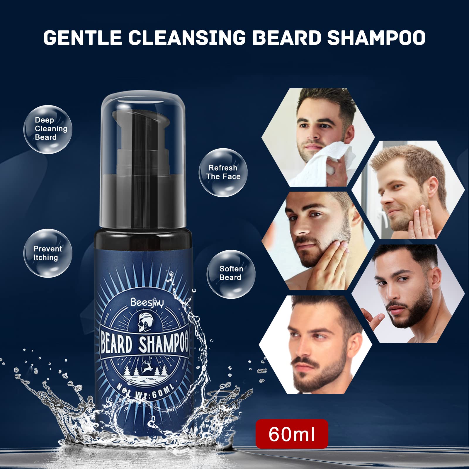 Kit Barbe Homme, Beesjuy Coffret Barbe Homme, Cadeau Noel Homme, Entretien Barbe Kit Soins Barbe Pour Hommes Avec Huile, Crème, Shampoing, Brosse à Poils, Peigne, Ciseaux, Peigne de Coiffage