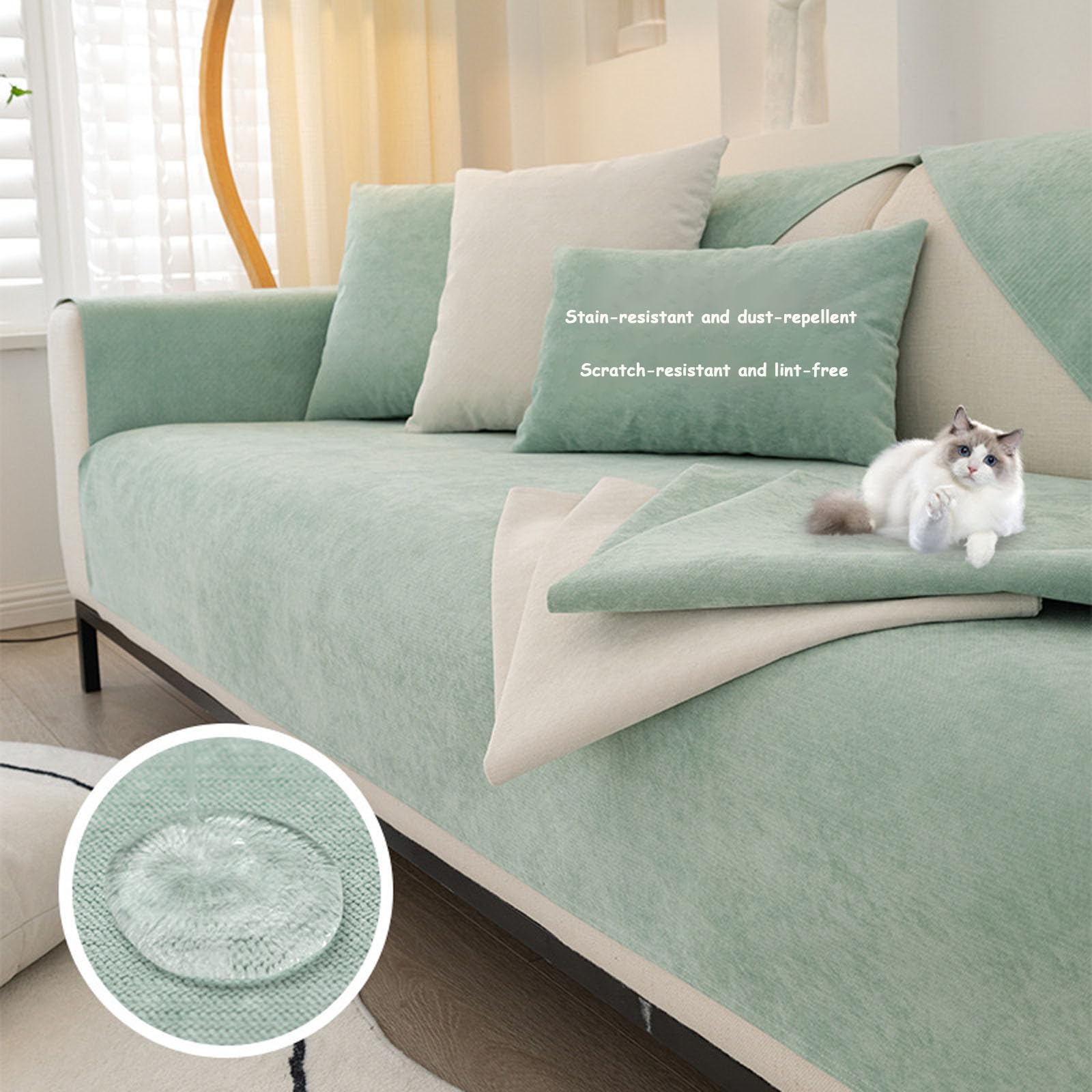 Générique Housse Canapé Relax 3 Places,Protection de Canapé Antidérapante pour Canape d'angle en Forme de L Housse de Canapé pour Chien et Chat Couvre-canapé pour 1, 2, 3, 4 Places(Green,80x240cm)